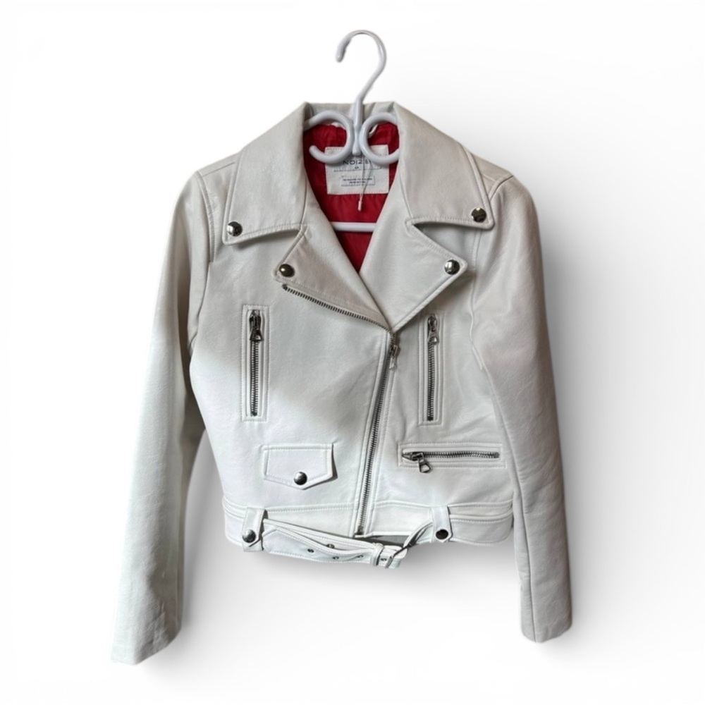 New! Noize Faux Leather Moto Jacket – White – Women’s Size S - Picture 2 of 10